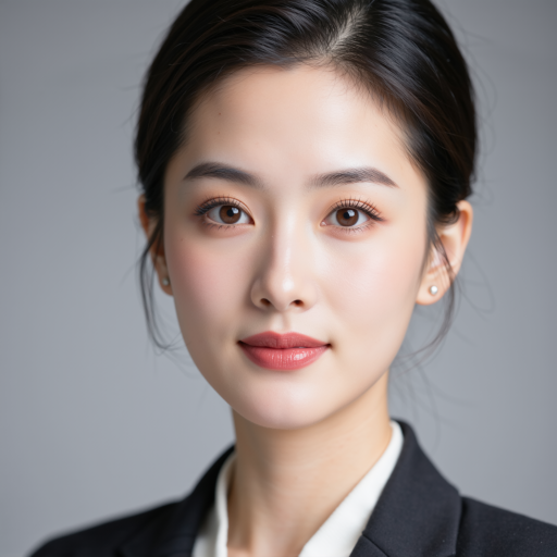 三十岁左右女性头像，穿职业套装，浅灰色背景，专业销售经理形象